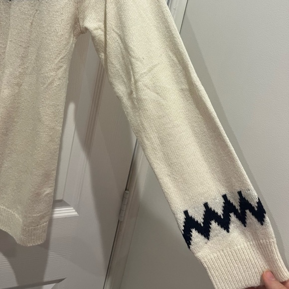 Talbots Womens‎ Wool Blend Fair Isle Nordic Cream Red Blue Sweater Large Winter - Picture 4 of 7